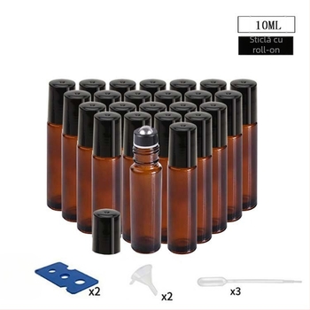 Sticluță roll-on din sticlă borosilicat pentru ulei esențial, set cadou de 24 de bucăți