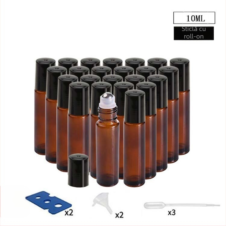 Sticluță roll-on din sticlă borosilicat pentru ulei esențial, set cadou de 24 de bucăți