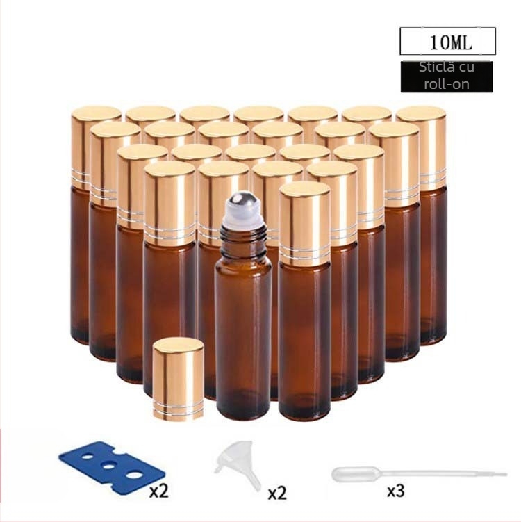 Sticluță roll-on din sticlă borosilicat pentru ulei esențial, set cadou de 24 de bucăți