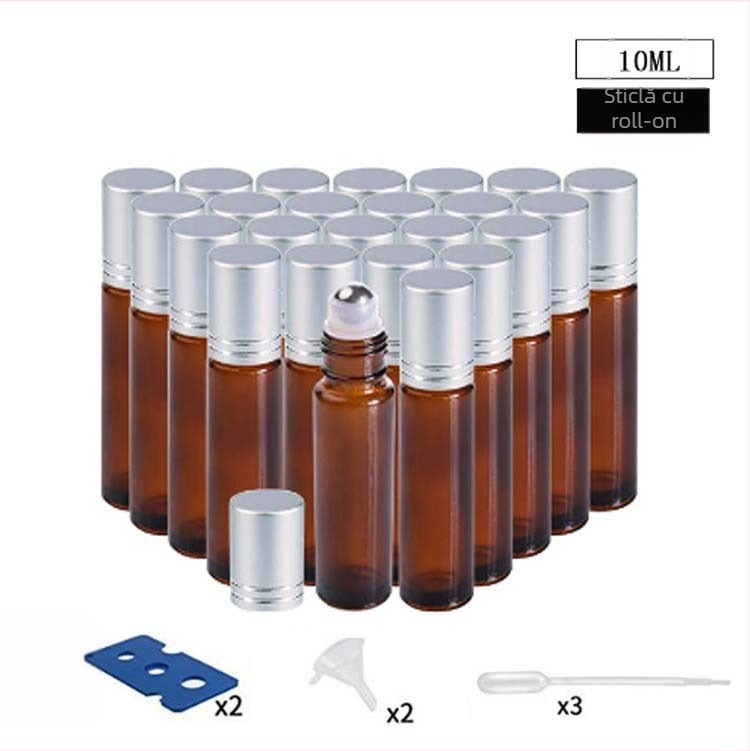 Sticluță roll-on din sticlă borosilicat pentru ulei esențial, set cadou de 24 de bucăți