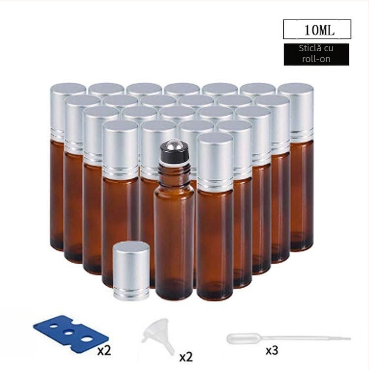 Sticluță roll-on din sticlă borosilicat pentru ulei esențial, set cadou de 24 de bucăți