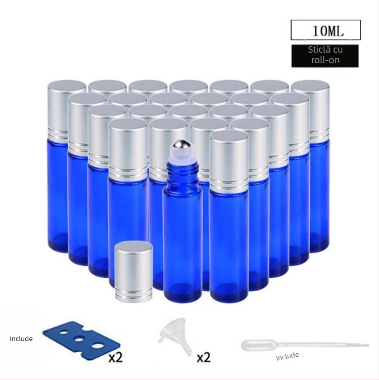 Sticluță roll-on din sticlă borosilicat pentru ulei esențial, set cadou de 24 de bucăți
