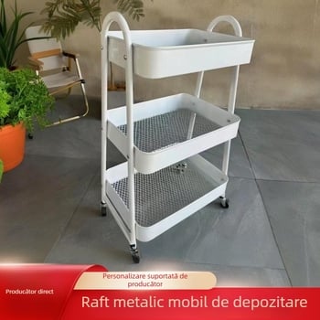 Raft metal de depozitare - 3 etaje, din oțel carbon, mobil, multifuncțional