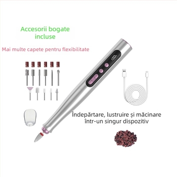 Polizor electric de unghii fără fir, portabil, afișaj digital, set complet pentru uz casnic