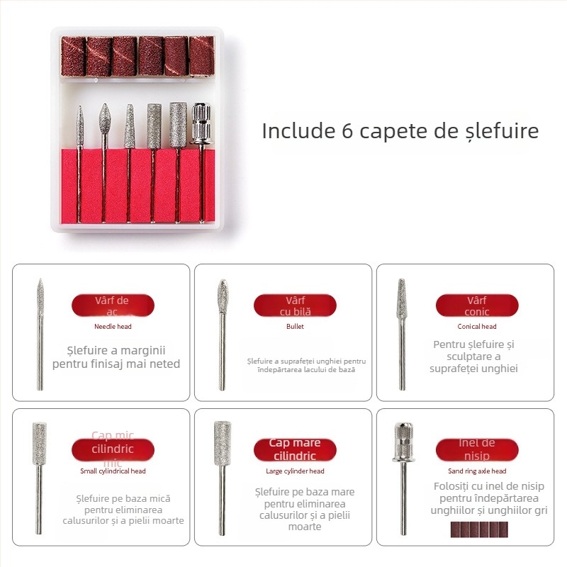 Șlefuitor de unghii – actualizare nouă, cap de schimb rapid, durată lungă de viață, pentru salon