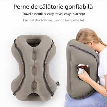 Pernă de călătorie gonflabilă cu suprafață velurată, PVC ecologic, grosime 0,4 mm, greutate 0,5 kg, model 2310031, brandul KX