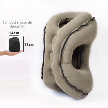 Pernă de călătorie gonflabilă cu suprafață velurată, PVC ecologic, grosime 0,4 mm, greutate 0,5 kg, model 2310031, brandul KX