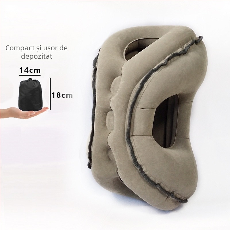 Pernă de călătorie gonflabilă cu suprafață velurată, PVC ecologic, grosime 0,4 mm, greutate 0,5 kg, model 2310031, brandul KX