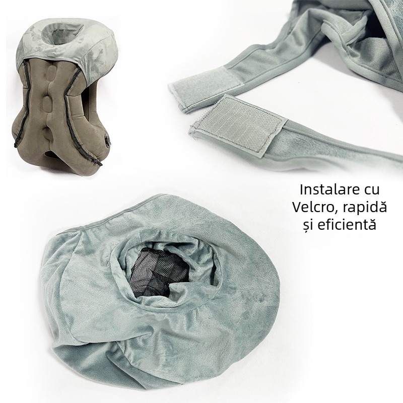 Pernă de călătorie gonflabilă cu suprafață velurată, PVC ecologic, grosime 0,4 mm, greutate 0,5 kg, model 2310031, brandul KX