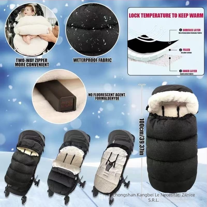 Bajka sac de dormit pentru cărucior, pentru nou-născuți, umplutură groasă, rezistent la vânt, căptușeală de catifea, material: pearl cotton