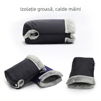 Mănuși pentru căruciorul bebelușului, impermeabile, căptuțite cu fleece, pentru iarnă, rezistente la vânt și groase