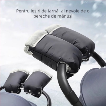 Mănuși pentru căruciorul bebelușului, impermeabile, căptuțite cu fleece, pentru iarnă, rezistente la vânt și groase