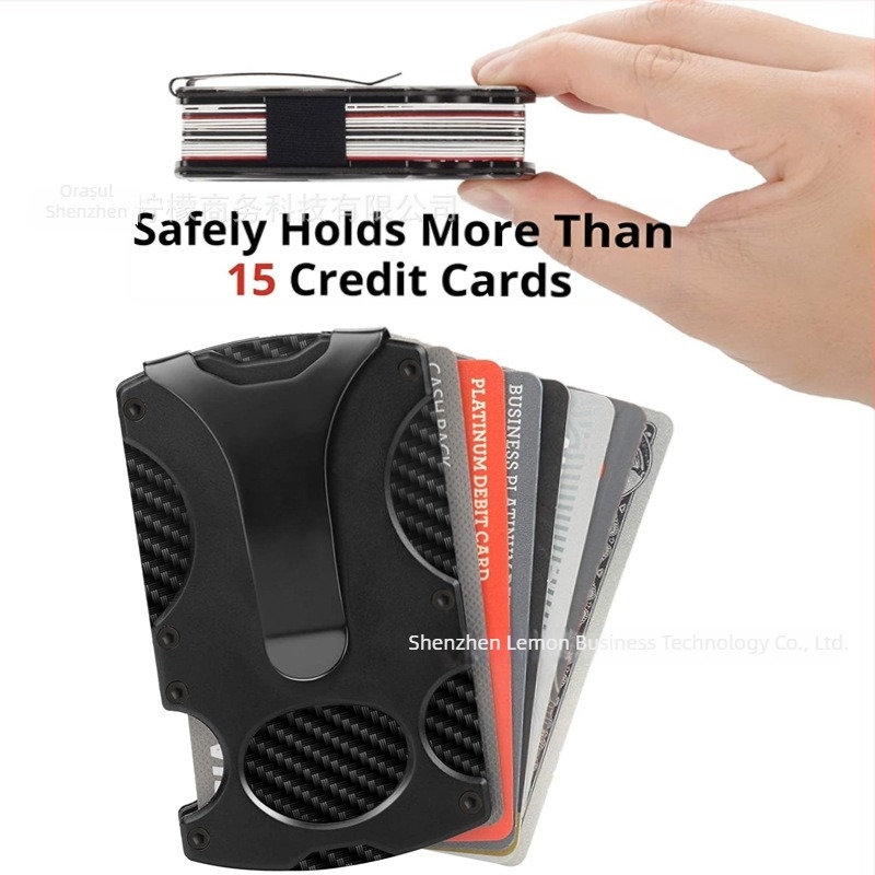 Portofel metalic tactic cu protecție RFID, design cu 2 pliuri, capacitate 1–12 carduri, prelucrat CNC