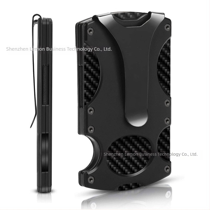 Portofel metalic tactic cu protecție RFID, design cu 2 pliuri, capacitate 1–12 carduri, prelucrat CNC