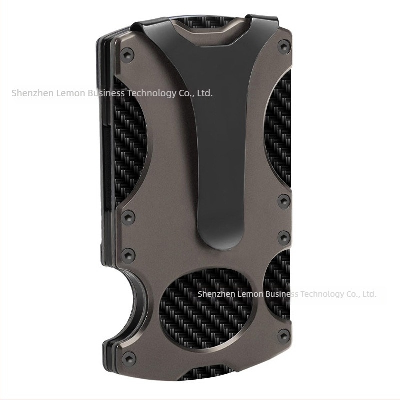 Portofel metalic tactic cu protecție RFID, design cu 2 pliuri, capacitate 1–12 carduri, prelucrat CNC