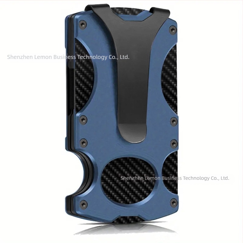 Portofel metalic tactic cu protecție RFID, design cu 2 pliuri, capacitate 1–12 carduri, prelucrat CNC