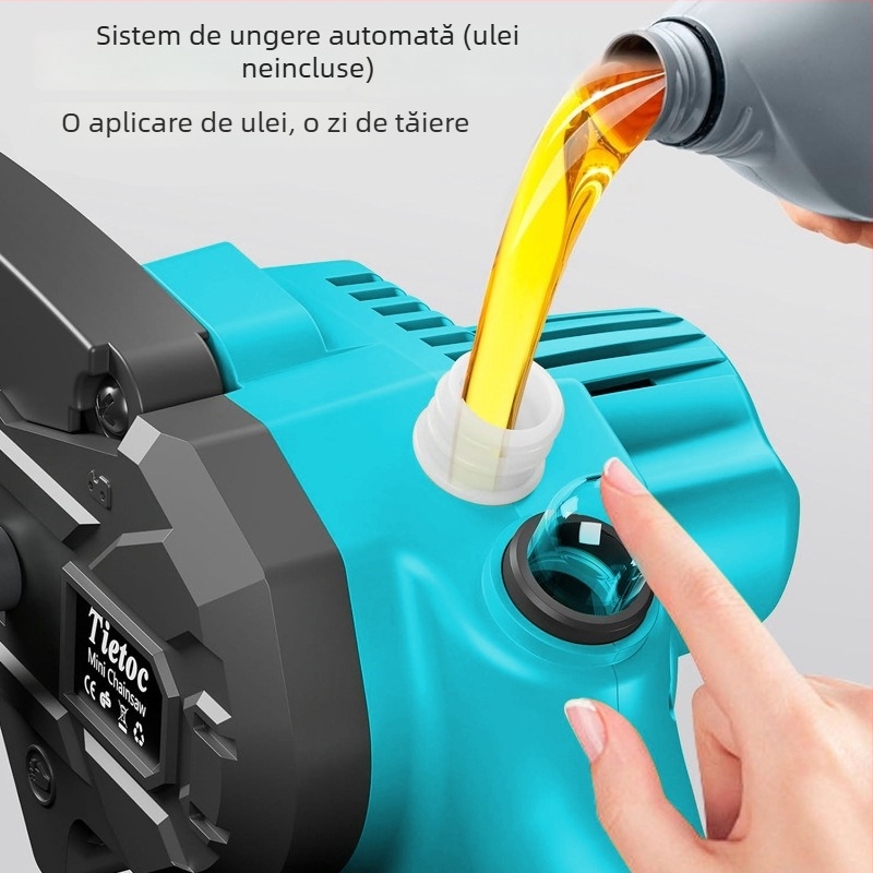 Fierăstrău electric cu baterie litiu reîncărcabilă, 21V, lanț din oțel temperat