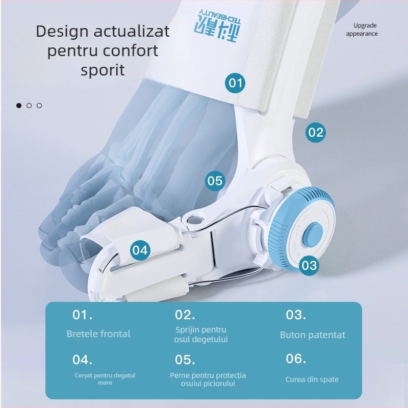 Techlove Corector pentru hallux valgus, Model MX3Q, Material PU, Buton Reglabil