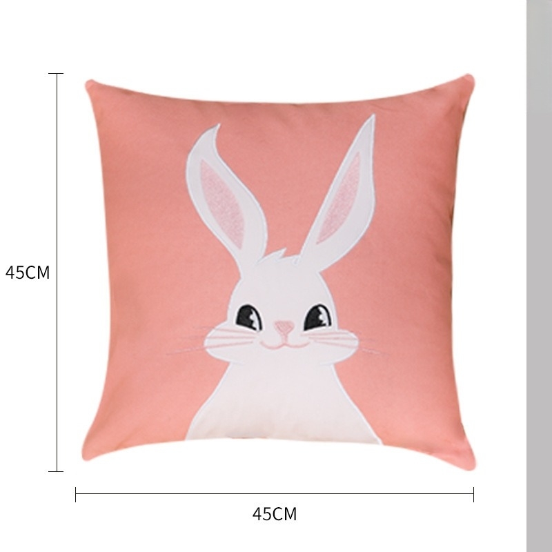 Pernă decorativă cu broderie de animale, husă din bumbac, umplutură PP, miez interior inclus