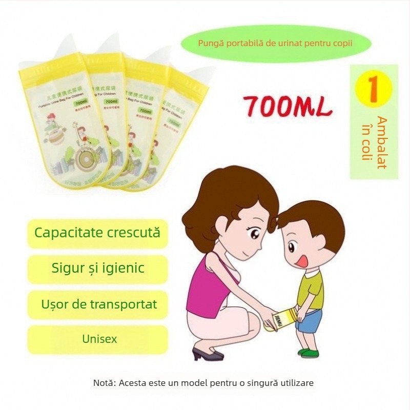 Geantă de urină de urgență pentru adulți, urinare portabilă pentru mașină, impermeabilă, material PE, capacitate sub 500 ml