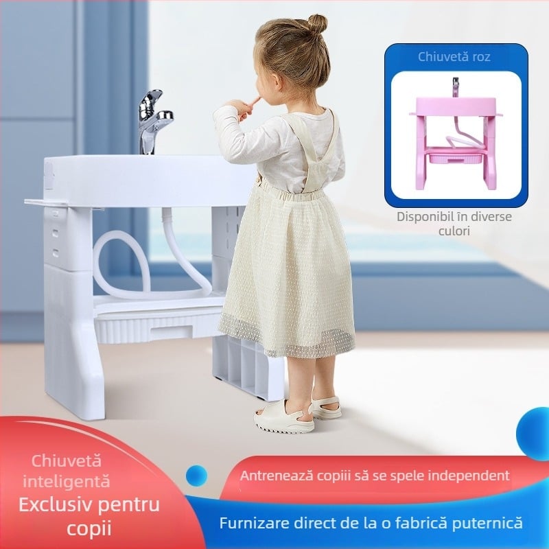 OUNINBEAR Chiuvetă pentru copii în picioare — antrenament pentru spălat mâinilor, feței și periajul dinților; material PP plastic; imprimare logo; personalizare; etichetă privat licențiată