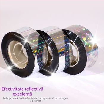 panglică împotriva păsărilor pentru grădină – laser-reflectiv, material PET, cu sârmă sau funie, pentru terenuri agricole și livezi