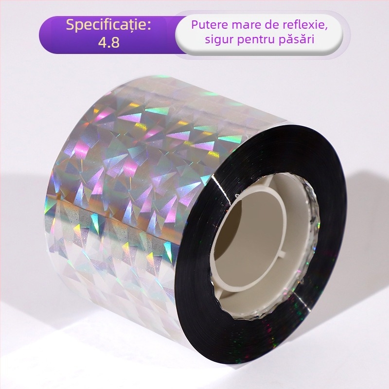 panglică împotriva păsărilor pentru grădină – laser-reflectiv, material PET, cu sârmă sau funie, pentru terenuri agricole și livezi