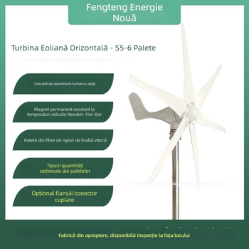 Turbina eoliană cu axă orizontală, tip S5, 300W, 6 palete, 12/24/48V, CE certificat