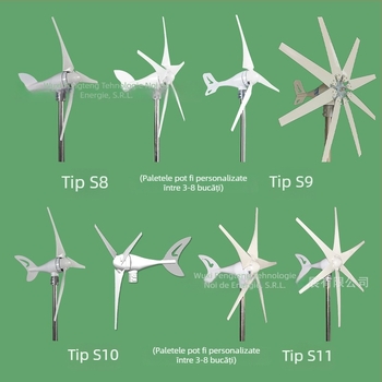 Turbina eoliană cu axă orizontală, tip S5, 300W, 6 palete, 12/24/48V, CE certificat