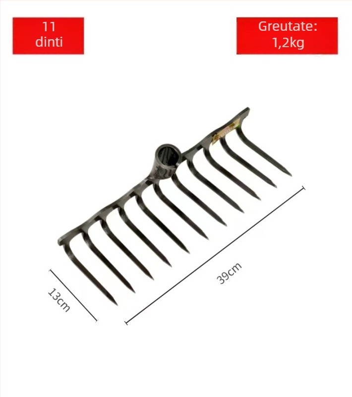 Greblă agricolă din oțel, integrată, întărită, plată, pentru afânarea solului