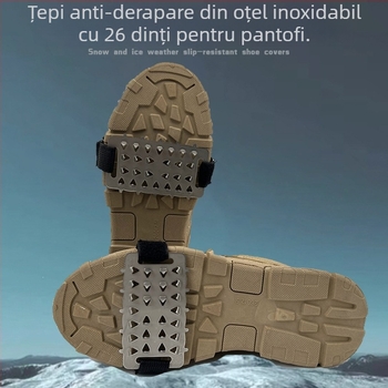Cramponi pentru pantofi, 26 dinți, anti-derapare, ușori, pentru zăpadă și gheață