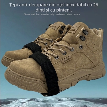 Cramponi pentru pantofi, 26 dinți, anti-derapare, ușori, pentru zăpadă și gheață