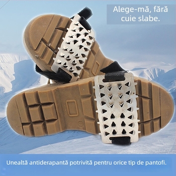 Cramponi pentru pantofi, 26 dinți, anti-derapare, ușori, pentru zăpadă și gheață
