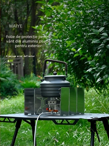 Protecție anti-vânt din aliaj de aluminiu pentru plită, pliabil, set mini de 9 bucăți
