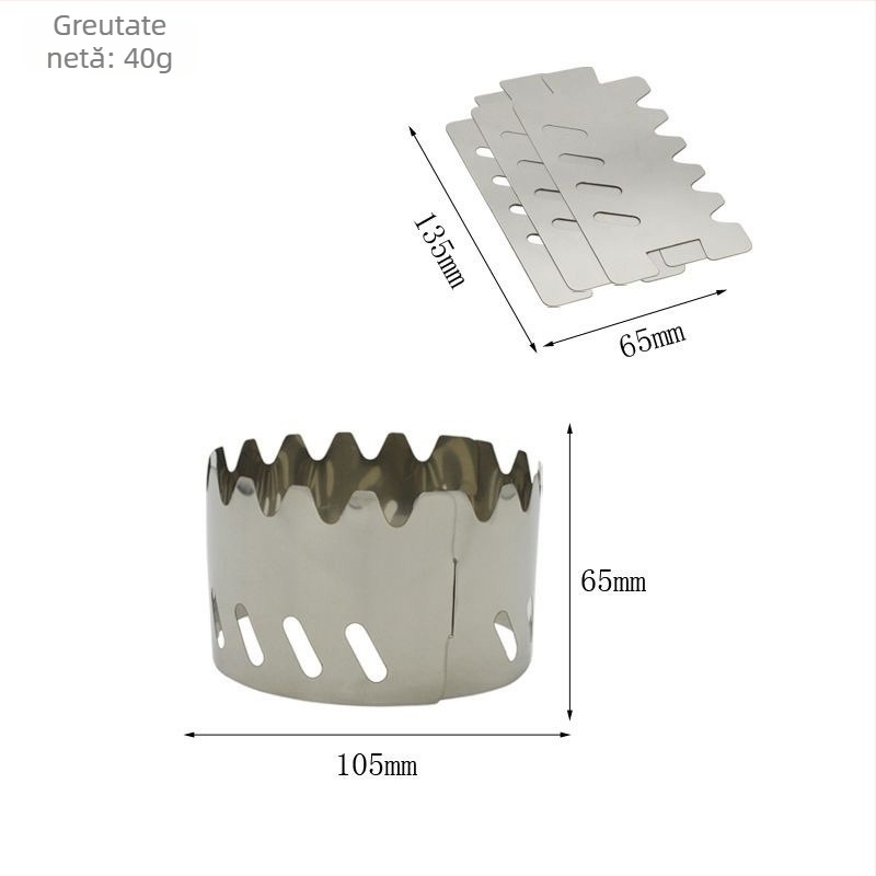 Protector anti-vânt din oțel inoxidabil pentru plita de camping, set de 3 piese, pliabil, portabil, 40 g
