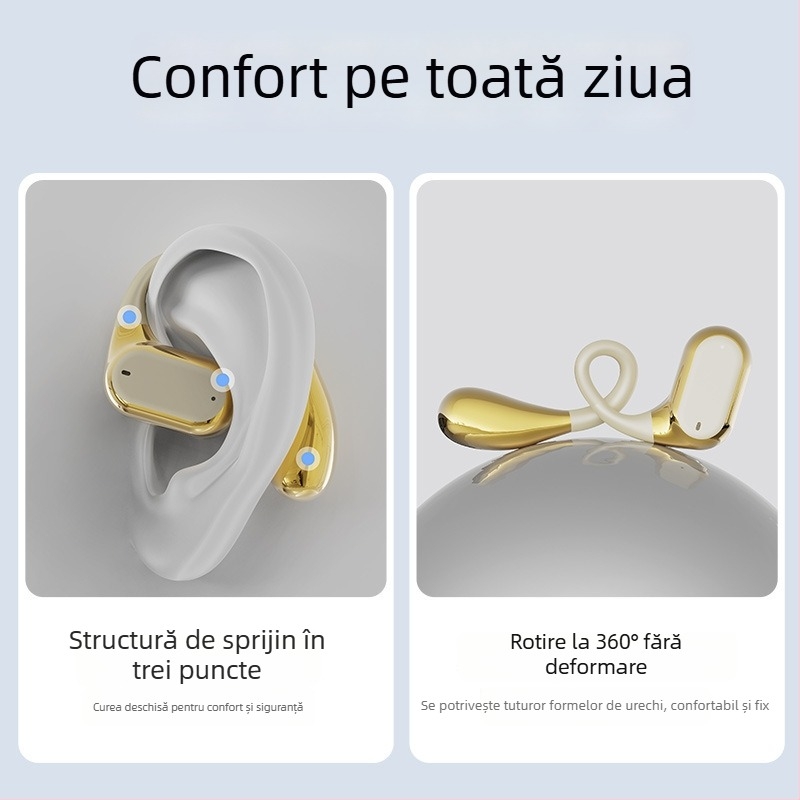 LENAPILY căști Bluetooth pentru ureche, design deschis, reducere zgomot, convorbire clară, Bluetooth 5.4, autonomie 4–8 ore, control prin atingere, stereo