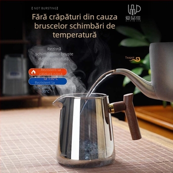 Set ceainic din sticlă borosilicată, rezistent la temperaturi, pentru 3–5 persoane, include accesorii pentru ceremonia ceaiului și tavă pentru servire ceai
