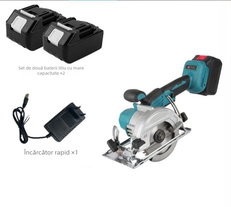 Circulară electrică fără fir pentru lemn, design de mână, cu baterie litiu reîncărcabilă, lamă din aliaj, funcționare la 220V