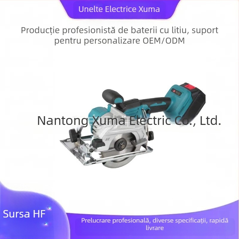 Circulară electrică fără fir pentru lemn, design de mână, cu baterie litiu reîncărcabilă, lamă din aliaj, funcționare la 220V
