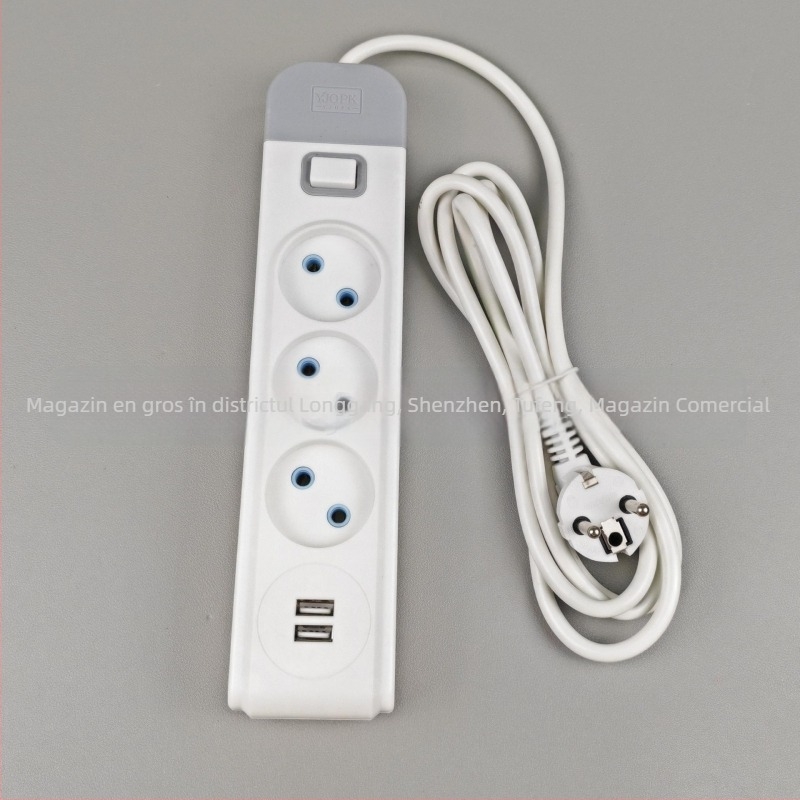 Tuo feng prelungitor european cu întrerupător și port USB, 10A, 1500W