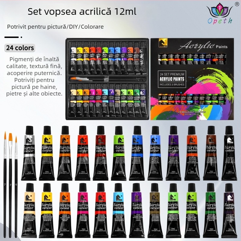 Set pigmenți acrilici și gouache Obes, ambalaj din plastic, pentru pictură