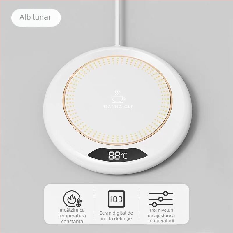 Bază de încălzire pentru cană cu temperatură reglabilă (temperatură constantă, alimentare la priză, control mecanic, oprire automată, formă rotundă, carcasă din plastic)