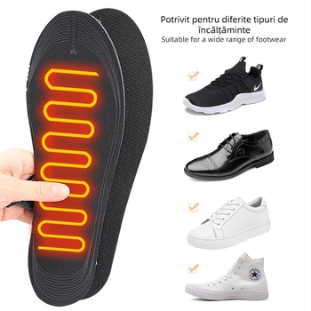 Tălpi USB încălzite pentru pantofi, EVA cu fir de încălzire din carbon, talpă întreagă, potrivite pentru sneakers, pantofi casual și ghete, căptușite complet