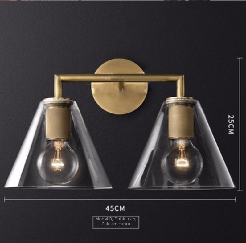 Lampa de perete din fier, abajur din fier, sursă de lumină: incandescentă, tensiune ≤36V