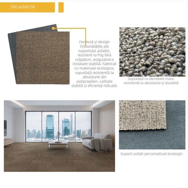 Covor de birou din PVC, pătrat, covor de podea cusut cu mașina, fibre de polipropilenă 51–60%