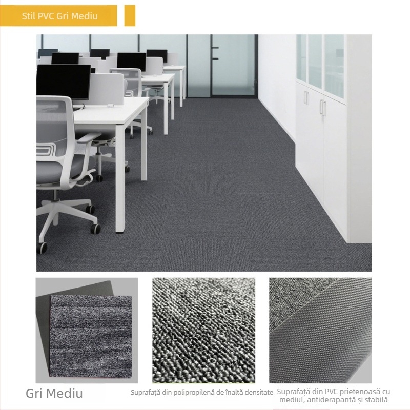 Covor de birou din PVC, pătrat, covor de podea cusut cu mașina, fibre de polipropilenă 51–60%