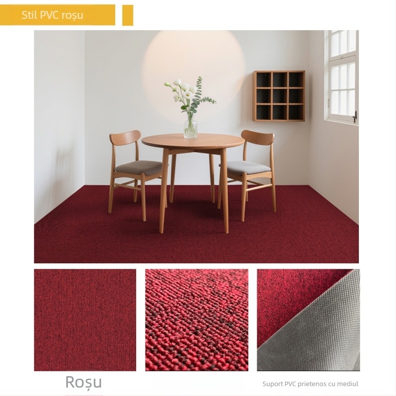 Covor de birou din PVC, pătrat, covor de podea cusut cu mașina, fibre de polipropilenă 51–60%