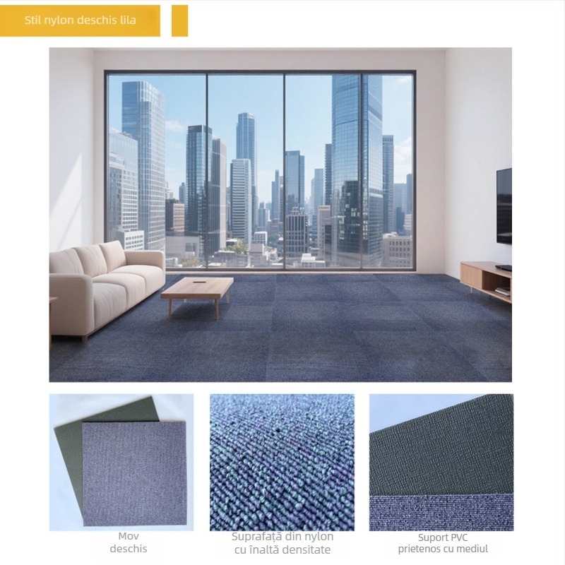 Covor de birou din PVC, pătrat, covor de podea cusut cu mașina, fibre de polipropilenă 51–60%