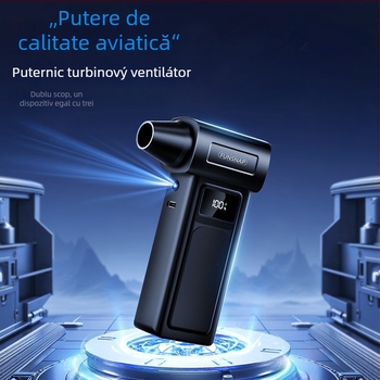 Ventilator de mână cu turbină, 4 viteze, motor brushless, baterie încorporată 2000–4000 mAh, zgomot 36–45 dB