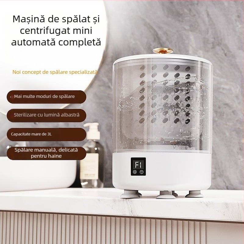 Mașină de spălat mini cu spălare și uscare integrate, dispozitiv wireless portabil pentru lenjerie intimă și șosete (Ry-002, 5V, 15W, alimentare USB, <2 ore)